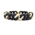 Load image into Gallery viewer, ROBERTO DEMEGLIO Matte Black Ceramic and 18K Yellow Gold Groumette Diamond Stretch Bracelet