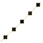 Load image into Gallery viewer, 14K Yellow Gold and Black Onyx Clover Bracelet
