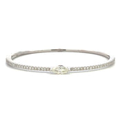 18K White Gold Marquise & Round Diamond Bangle Bracelet