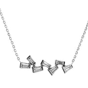 14K White Gold Zig-Zag Diamond Baguette Necklace