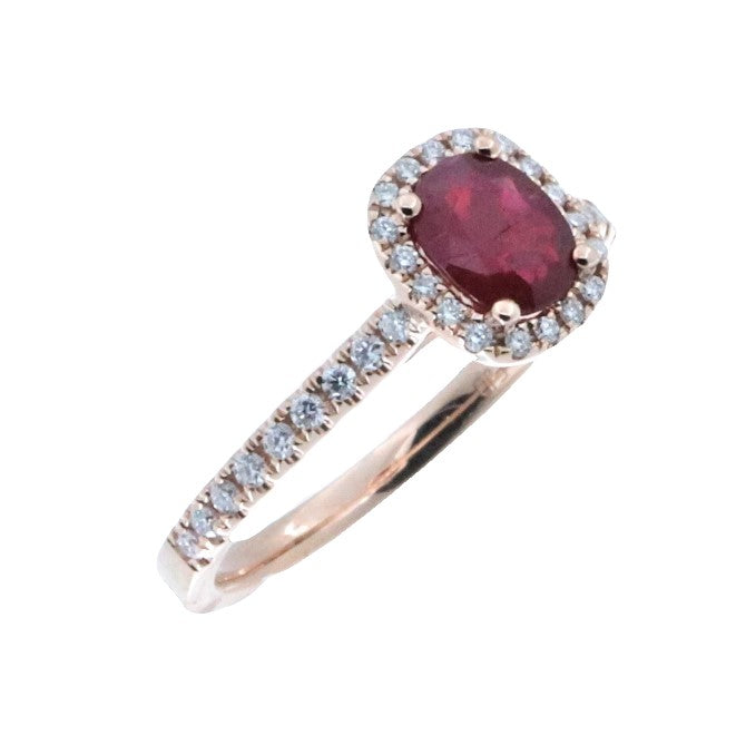 Ruby and Diamond Halo Ring