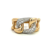 14K Yellow Gold Large Diamond Chain Link Ring