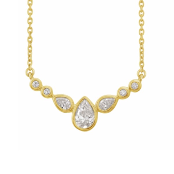 14K Yellow Gold Diamond Station Necklace