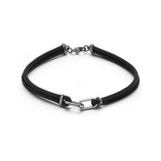 WALTERS FAITH Saxon Sterling Silver and Black Rhodium Double Link Leather Bracelet