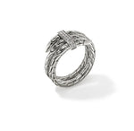 Load image into Gallery viewer, Spear Silver Double Coil Ring With Pave Diamond
