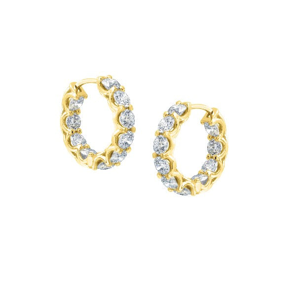 A.LINK 18K Yellow Gold Small Hoop Diamond Earrings 3.02cttw