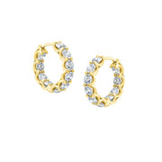 A.LINK 18K Yellow Gold Small Hoop Diamond Earrings 3.02cttw