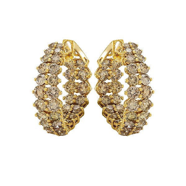 ETHO MARIA 18K Yellow Gold Brown Diamond Hoop Earrings