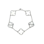 Load image into Gallery viewer, 14K White Gold Mother of Pearl Clover Bracelet