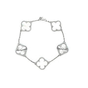 14K White Gold Mother of Pearl Clover Bracelet