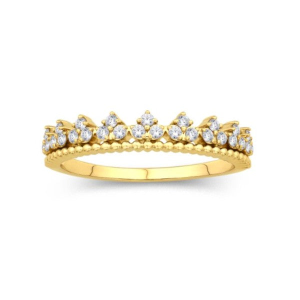 14K Yellow Gold Stackable Diamond Cluster Ring