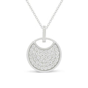 14K White Gold Round Disk with Diamonds