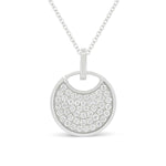 Load image into Gallery viewer, 14K White Gold Round Disk with Diamonds