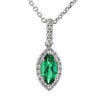 Load image into Gallery viewer, 14K White Gold Emerald and Diamond Halo Pendant