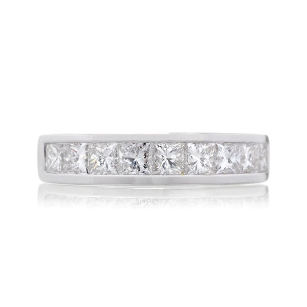 14K White Gold Princess Diamond Wedding or Anniversary Band