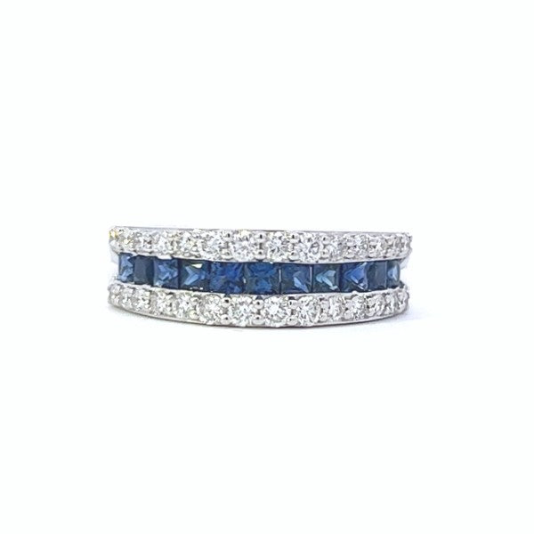 18K White Gold Sapphire and Diamond Ring