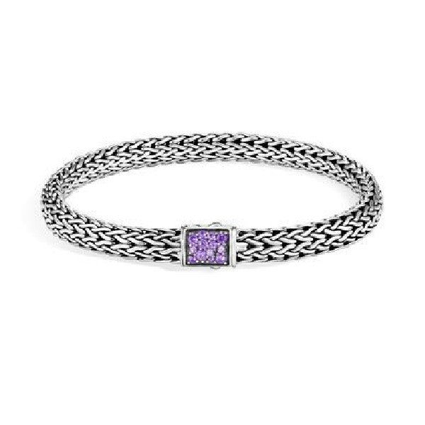Classic Chain Amethyst And Black Sapphire Reversible Bracelet - 6.5MM