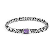 JOHN HARDY Icon Bracelet, Sterling Silver, Reversible Amethyst and Black Sapphire Gemstones, 6.5mm