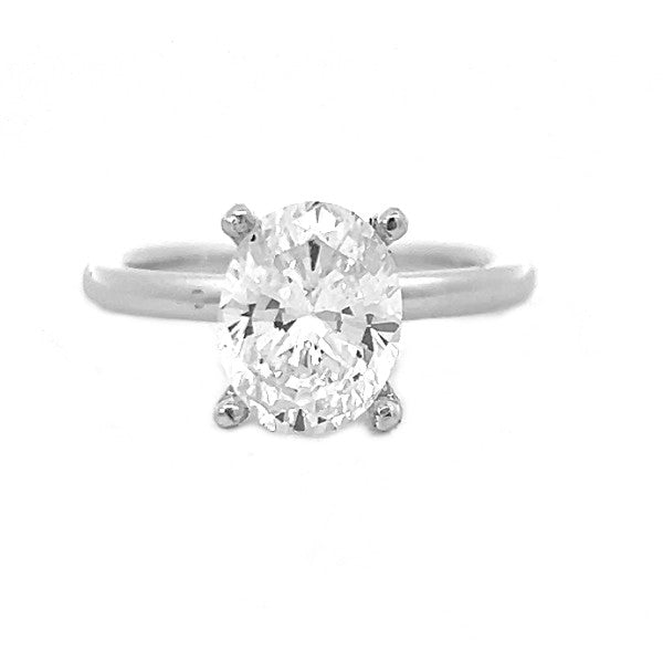 14K White Gold Oval Solitaire Engagement Ring