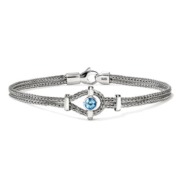 JOHN HARDY Sterling Silver Swiss Blue Topaz 3.6MM Icon Bracelet