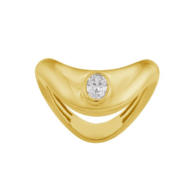 14K Yellow Gold Diamond Contour Fashion Ring