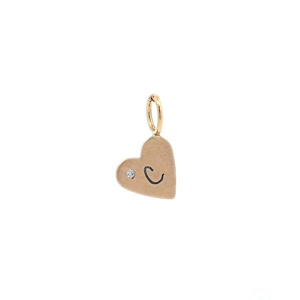 HEATHER B MOORE 14K Yellow Gold Mini Heart "c" Initial and Diamond Charm