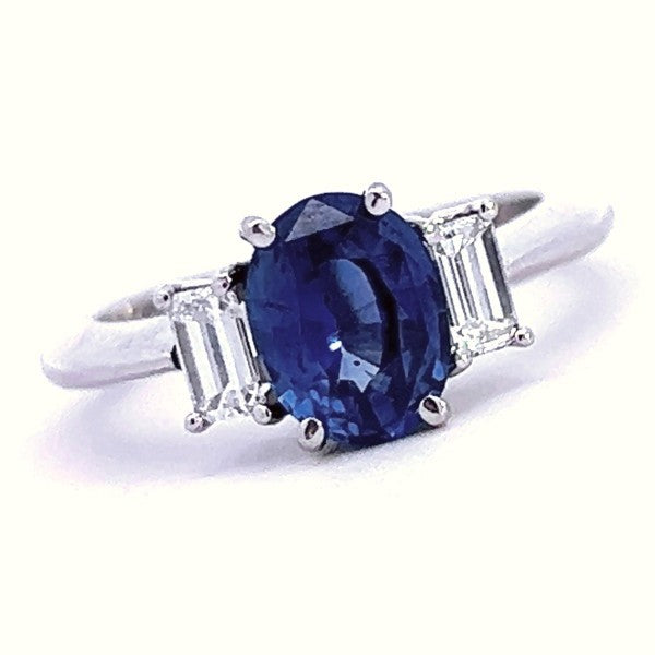 Sapphire and Diamond 3-Stone Ring