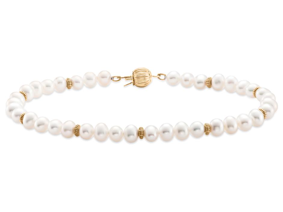 Freshwater Pearl and Gold Rondelle Bracelet