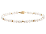 Load image into Gallery viewer, Freshwater Pearl and Gold Rondelle Bracelet
