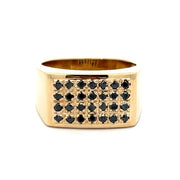 14K Yellow Gold Men's Black Diamond Signet Ring