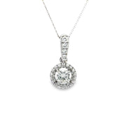 18K White Gold Diamond Halo Pendant