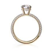 MICHAEL M 18K Yellow Gold Crown Round Hidden Halo Pave Engagement Ring