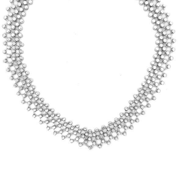 18K White Gold Bzel -Set Diamond Collar Necklace