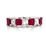 Load image into Gallery viewer, 18K White Gold Alternating Ruby and Diamond Band - ESTATE
