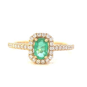 Emerald and Diamond Halo Ring