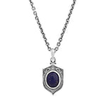 Load image into Gallery viewer, JOHN VARVATOS Gothic Sterling Silver Lapis Pendant Necklace