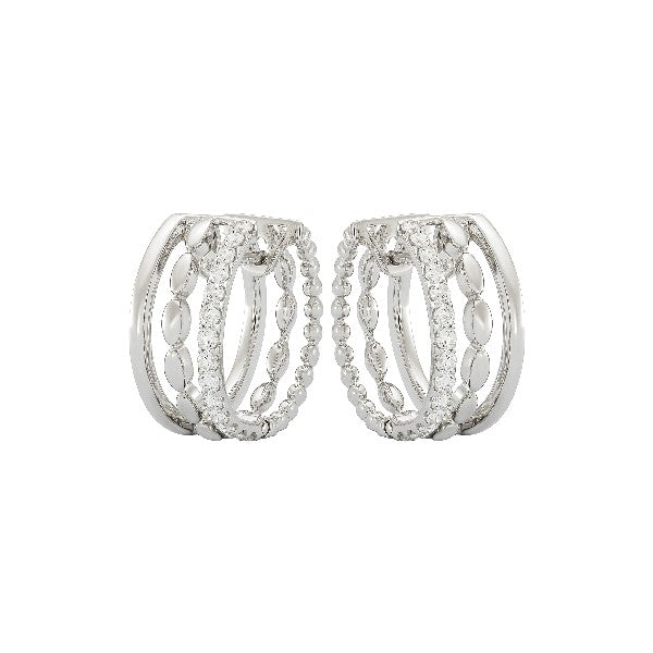 ETHO MARIA 18K White Gold Three Row Hoop Earrings