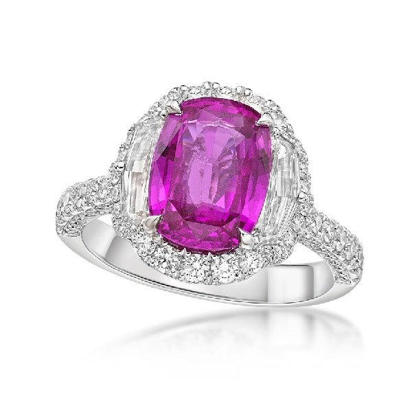 Pink Sapphire and Diamond Ring