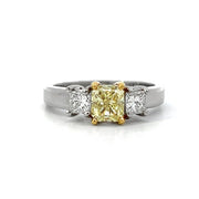 Two-Tone 3-Stone Yellow Diamond Ring