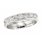 Load image into Gallery viewer, 18K White Gold and Palladium 7-Stone Diamond Wedding or Anniversary Band 0.59CT
