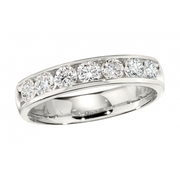 18K White Gold and Palladium 7-Stone Diamond Wedding or Anniversary Band 0.59CT