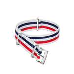 Load image into Gallery viewer, OMEGA NATO Paris 2024 Red, White &amp; Blue 19-20mm Strap
