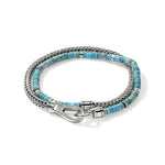Load image into Gallery viewer, JOHN HARDY Sterling Silver Heishi Chain Turquoise Wrap Bracelet
