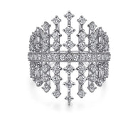 14K White Gold Bursting Diamonds Ring