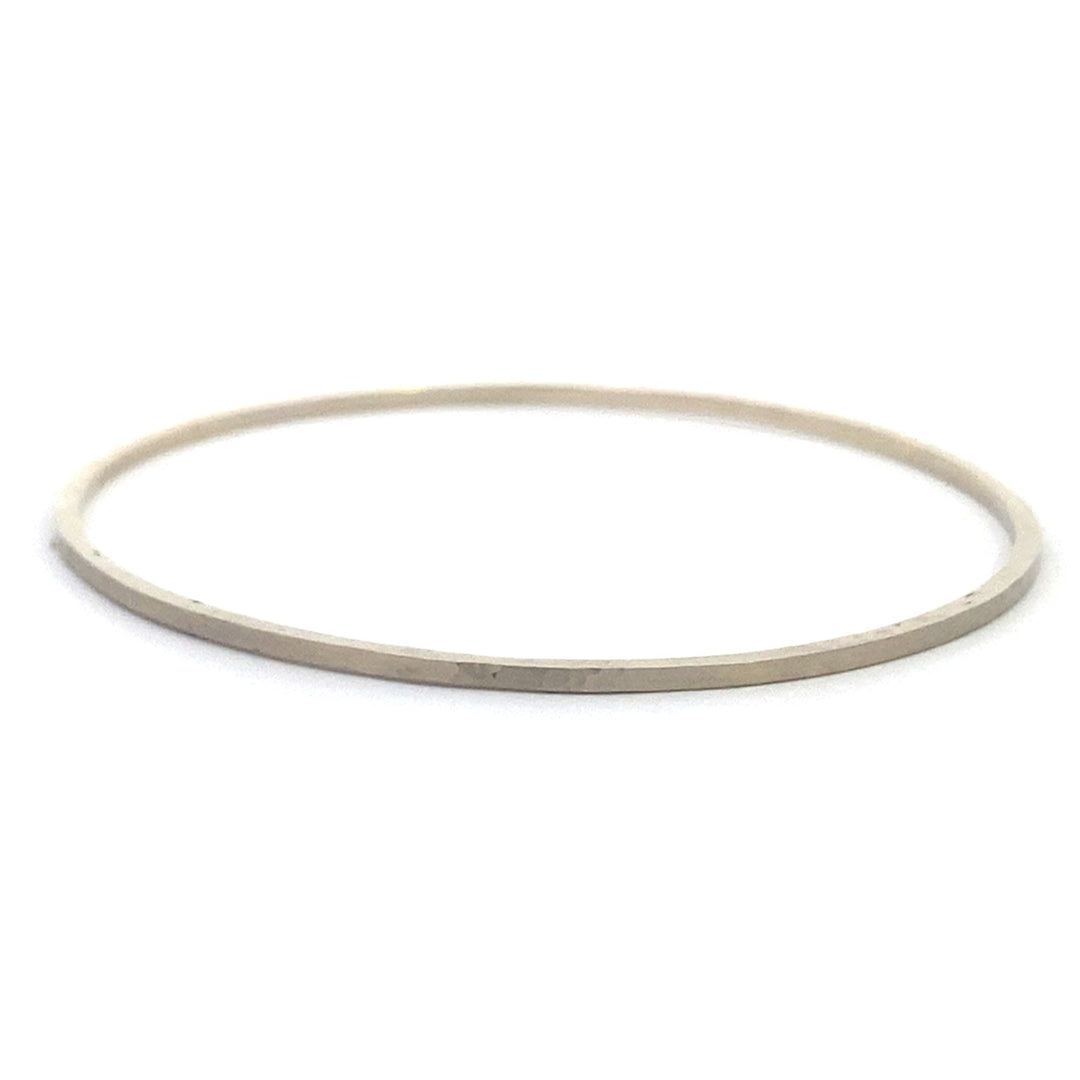 14K White Gold Hammered Bangle Bracelet