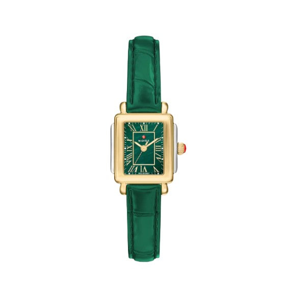 MICHELE Deco Madison Mini Lush Green Leather Watch