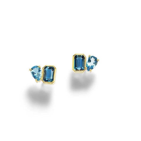 14K Yellow Gold Topaz Toi Et Moi Earrings