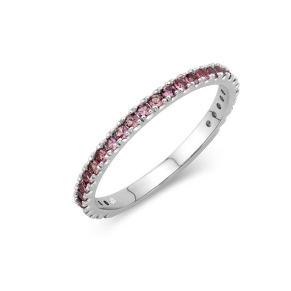 14K White Gold Pink Tourmaline Stackable Ring