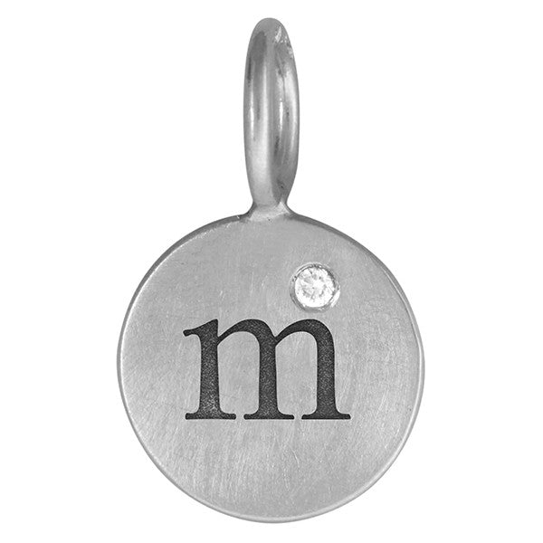 HEATHER B. MOORE Silver "m" Initial Round Charm With a Diamond