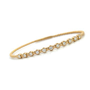 14K Yellow Gold Diamond Station Flexible Bangle Bracelet